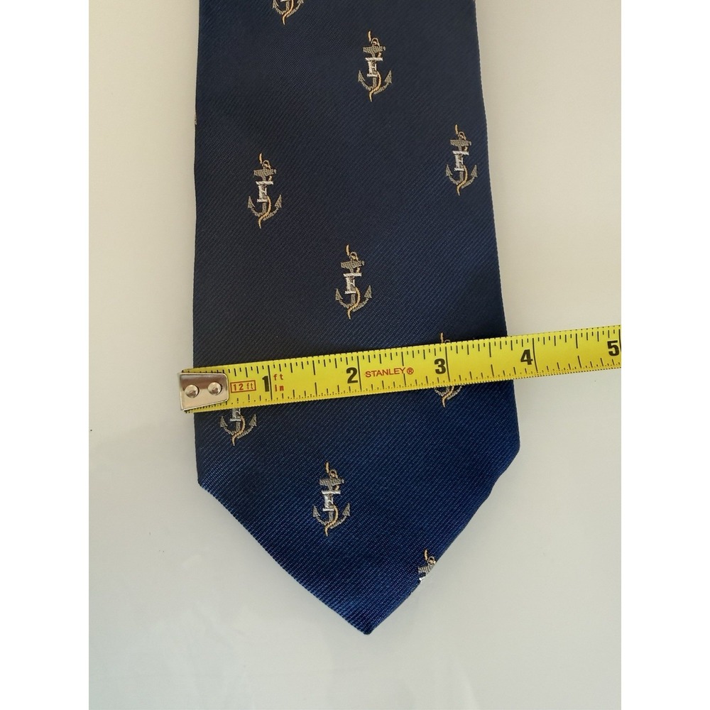 FACONNABLE 100% Silk Tie Hand Made ITALY Designer Blue Nautical Logo Rare! - Picture 5 of 6
